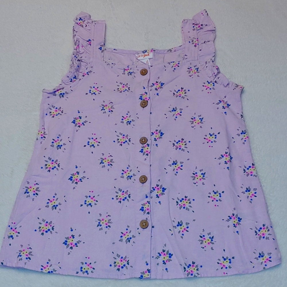 🎁 Cat & Jack floral tank top girls sz L 10/12